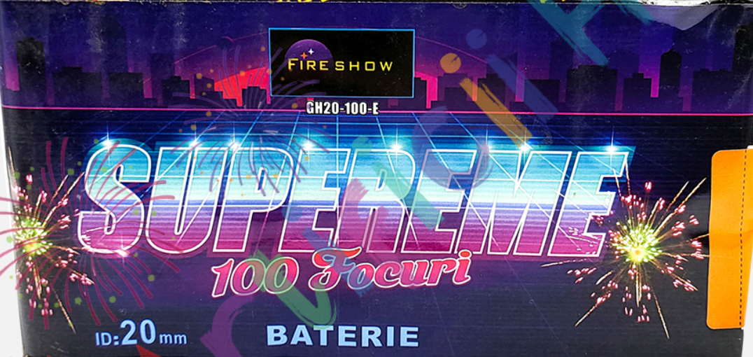 Baterie de artificii 100 focuri. calibrul   20mm triplex